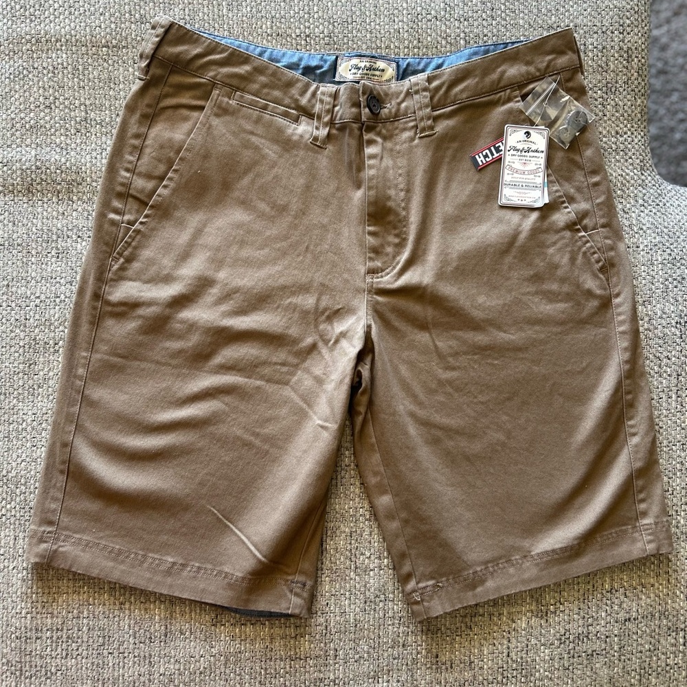 Men's Tan Flat Front Shorts